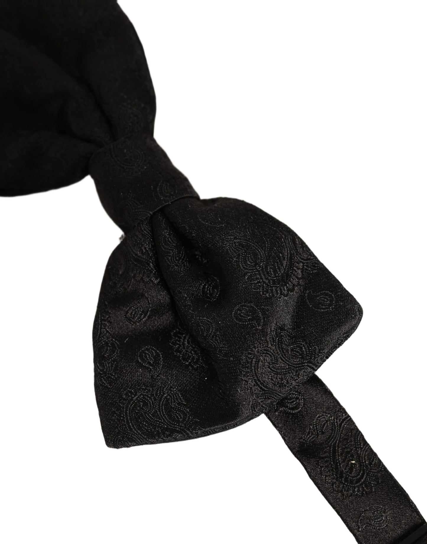 Men Black Paisley Silk Adjustable Neck Papillon Bow Tie