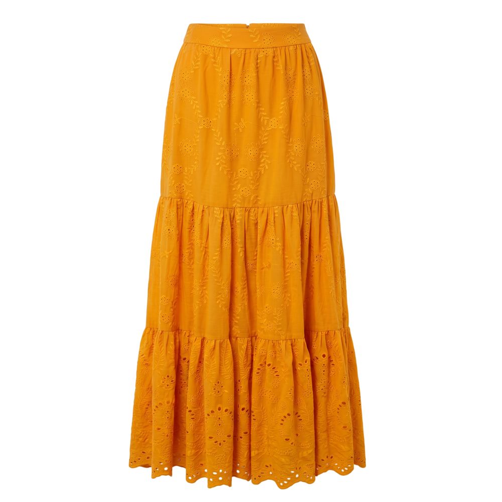 Orange Polyester Women's Skirt