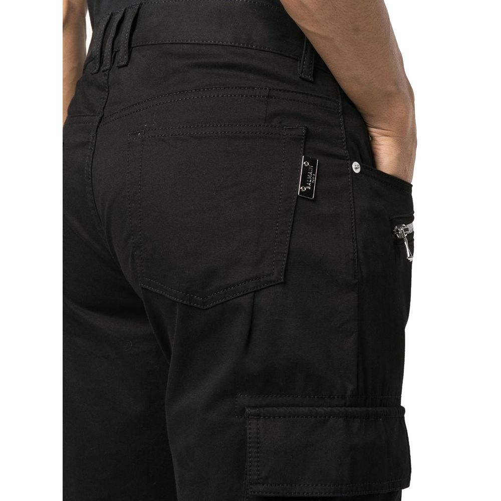 Black Cotton Cargo Pants