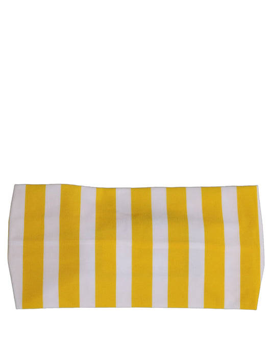 Yellow White Stripes Nylon Head Wrap One Size Headband