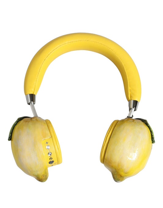 Yellow Vibrant Lemon Leather Headset Headphones