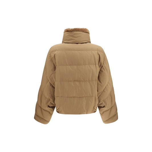 Beige Goose Down Full-Length Jacket