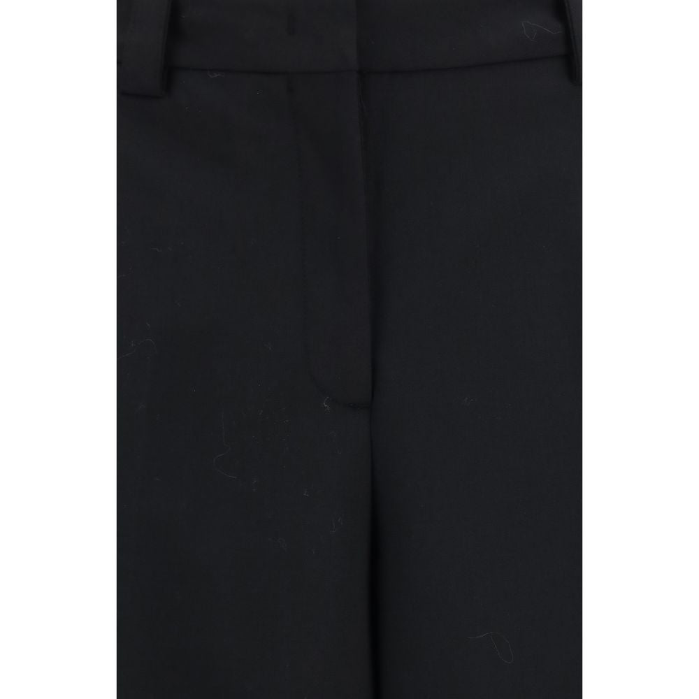 Black Polyester Casual Pants