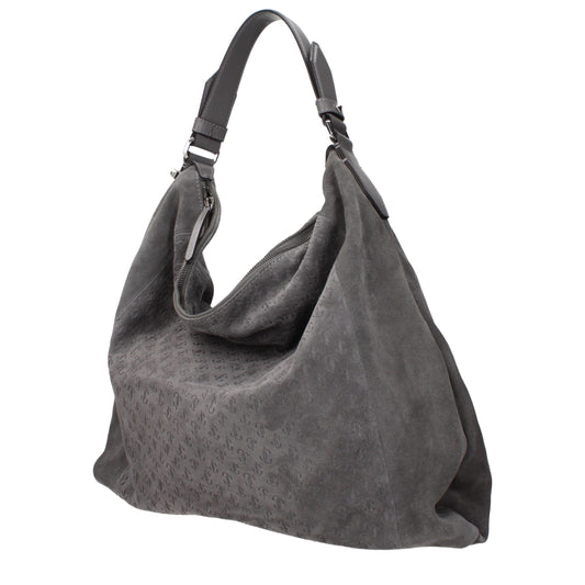 Gray Leather Shoulder Bag