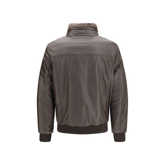 Brown Leather Full-Length Jacket