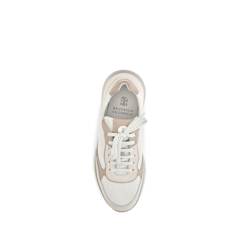 Beige Calf Leather Bos Taurus Low Top Sneakers