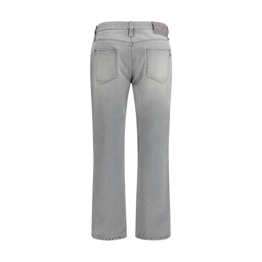 Gray Cotton Boyfriend Jeans