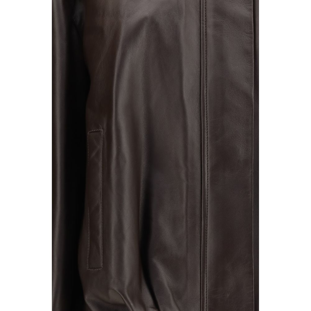Brown Leather Bomber