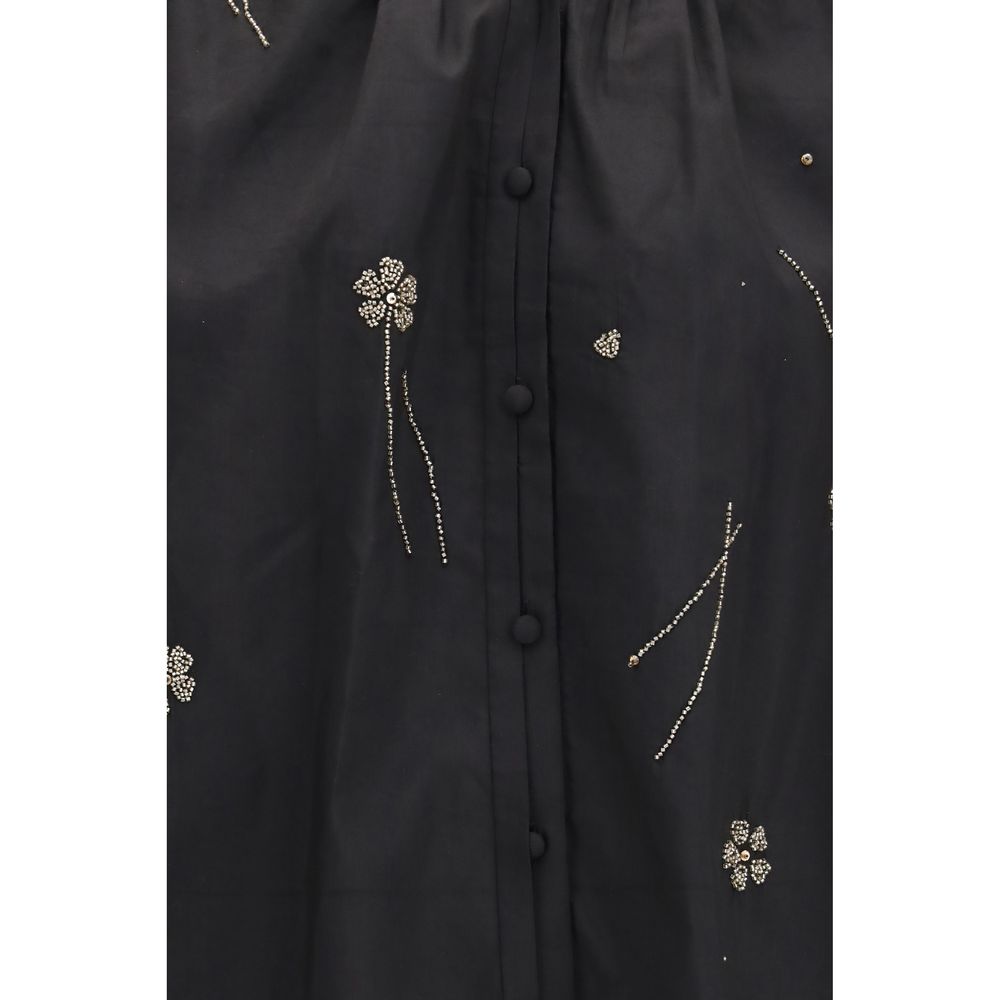 Black Cotton Pattern Shirt