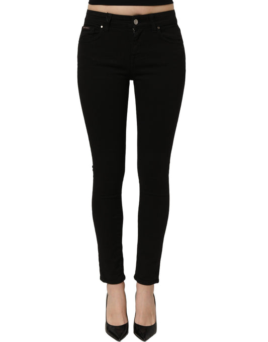 Black Cotton Stretch Skinny Denim Jeans