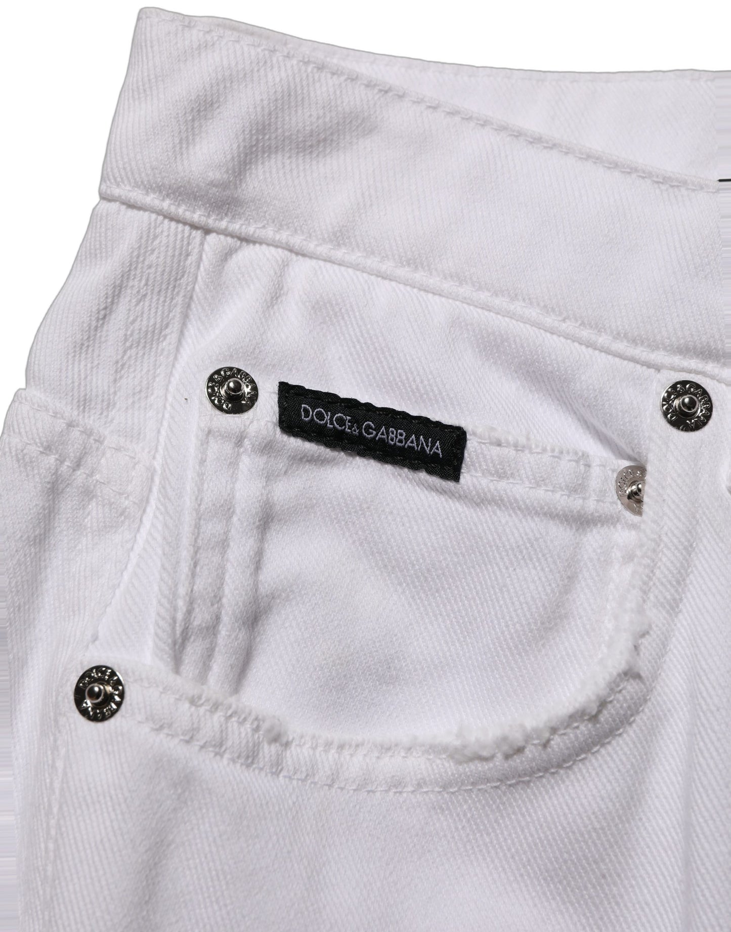 White Cotton Stretch Wide Leg Denim Jeans