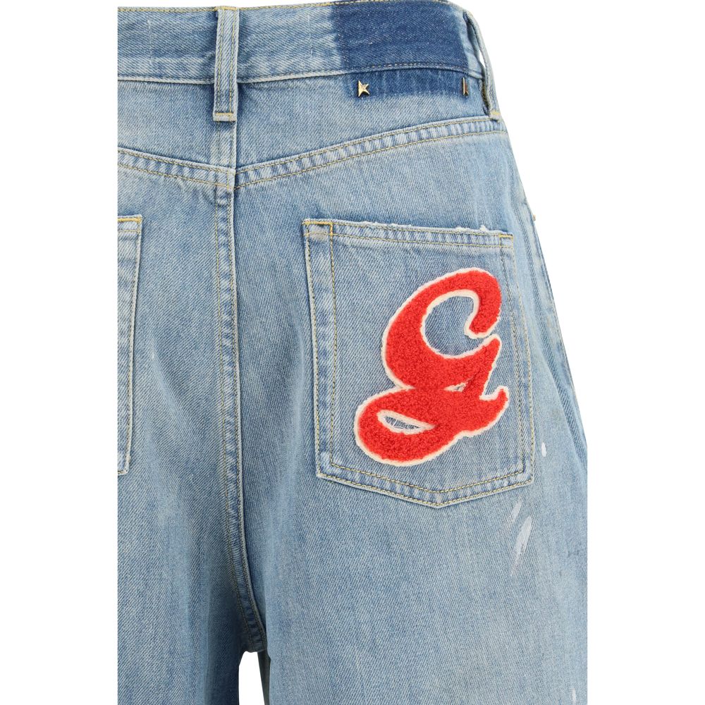 Blue Cotton Boyfriend Jeans