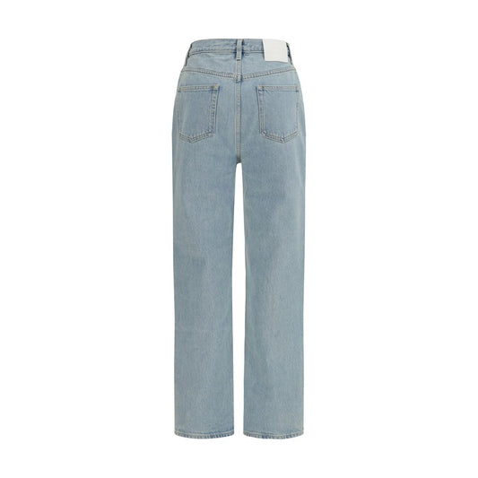 Blue Cotton Straight-Leg Jeans