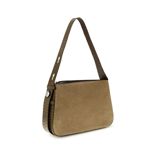 Beige Suede Leather Shoulder Bag