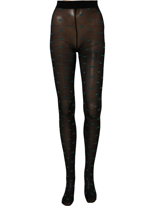 Black Nylon Logo Tights Stocking Pantyhose Socks