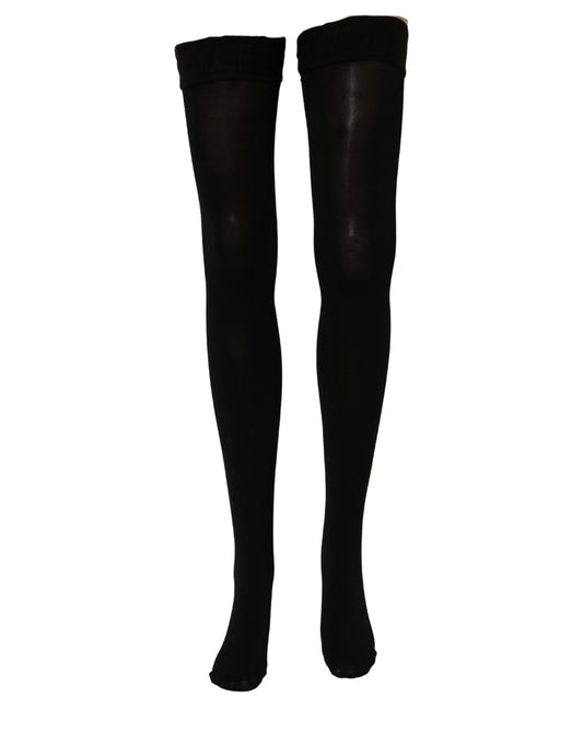 Black 100% Nylon Thigh High Stockings Socks