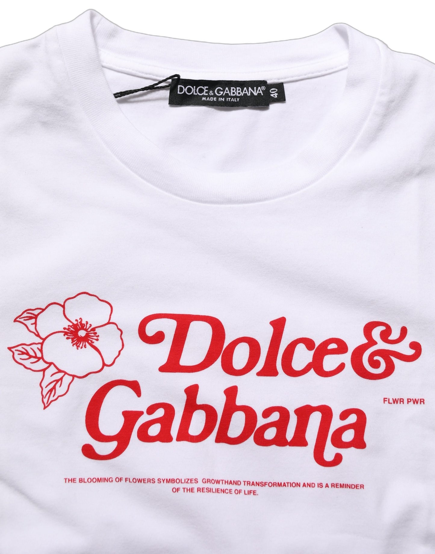 White Floral Logo Print Crew Neck T-shirt