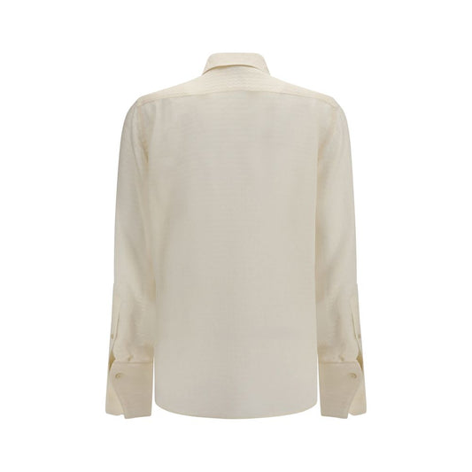 Beige Silk Pattern Shirt