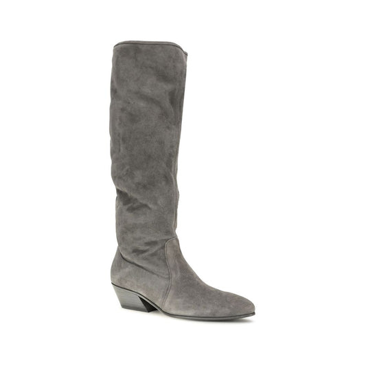 Gray Suede Leather Ankle Boots