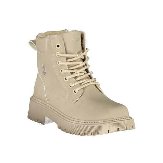 Beige Polyurethane Women Boot