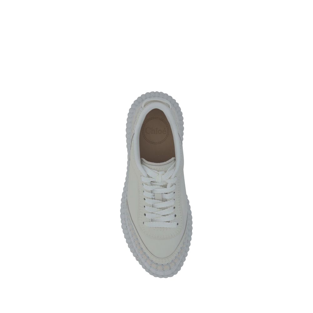 White Calf Leather Bos Taurus Platform Sneakers