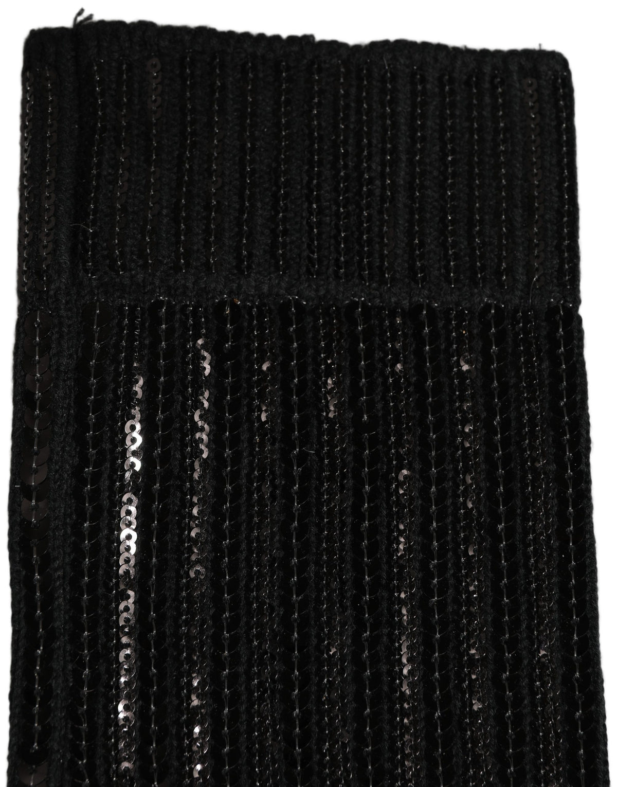Black Sequin Cotton Knit Mid Calf Accessory Socks