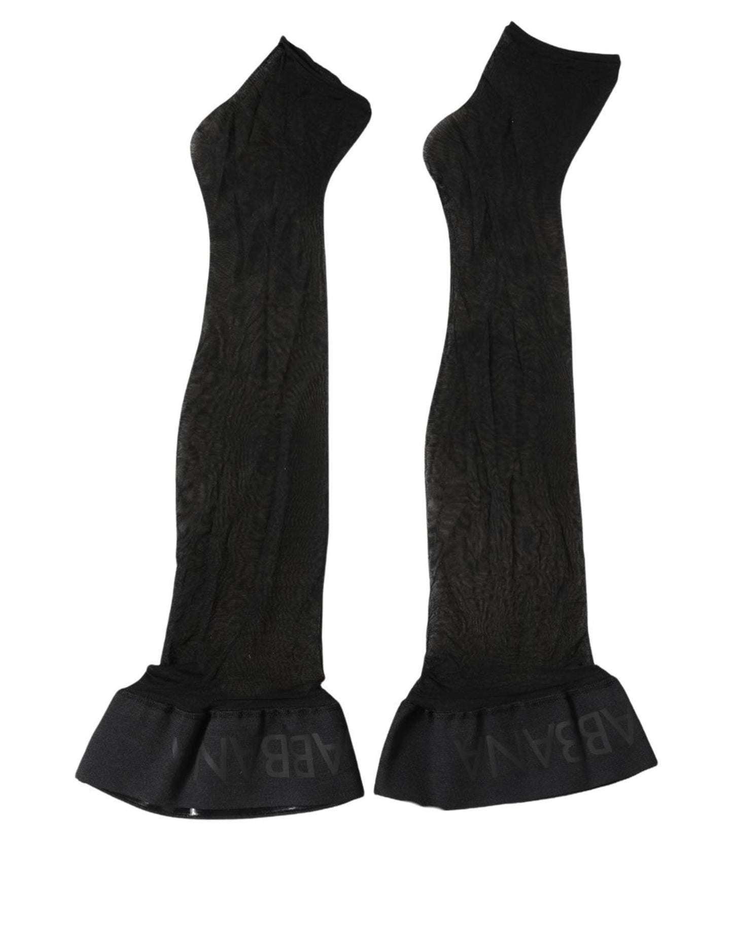 Black Nylon Logo Calf Long Women Accessory Socks