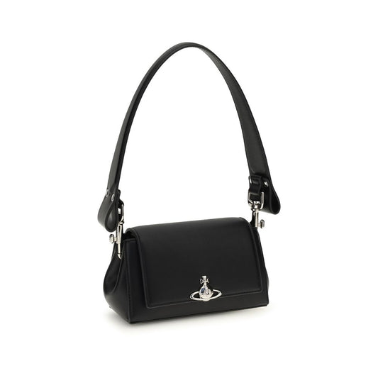 Black Polyurethane Shoulder Bag