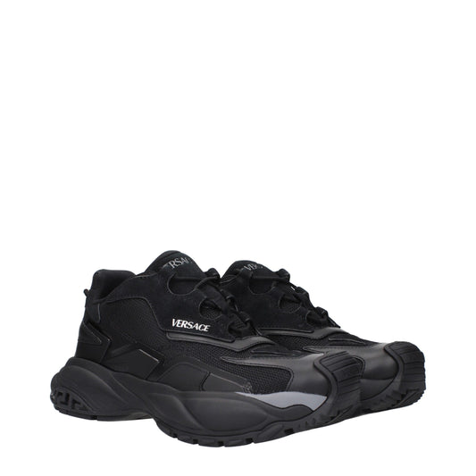 Black Fabric Chunky Sneakers