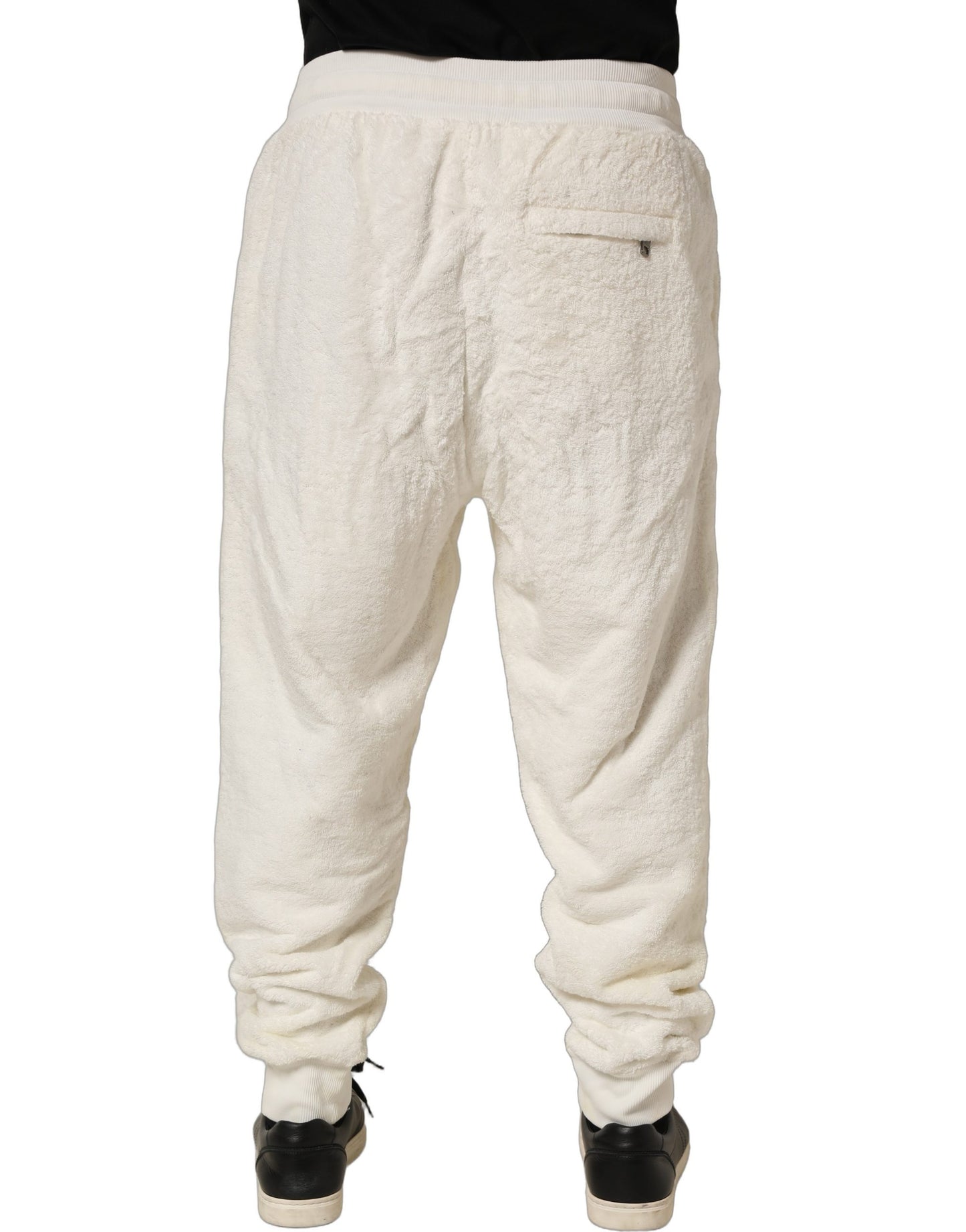 Off White Terry Cotton Plush Men Jogger Pants
