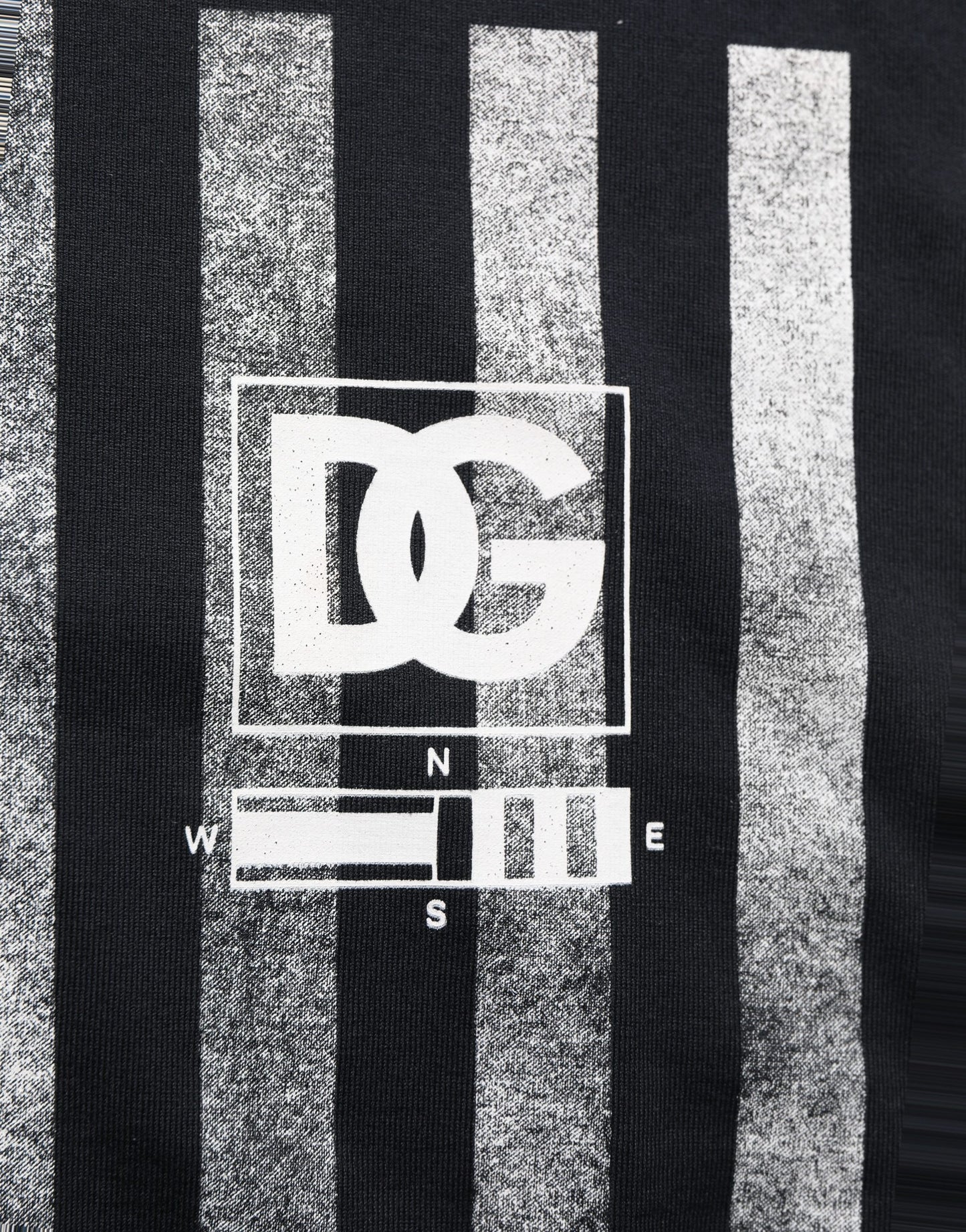 Blue Striped Print Cotton Crew Neck T-shirt