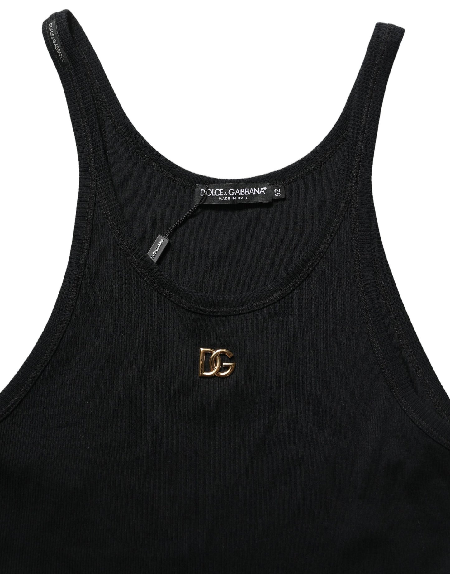 Black DG Logo Cotton Ribbed Tank Top T-shirt