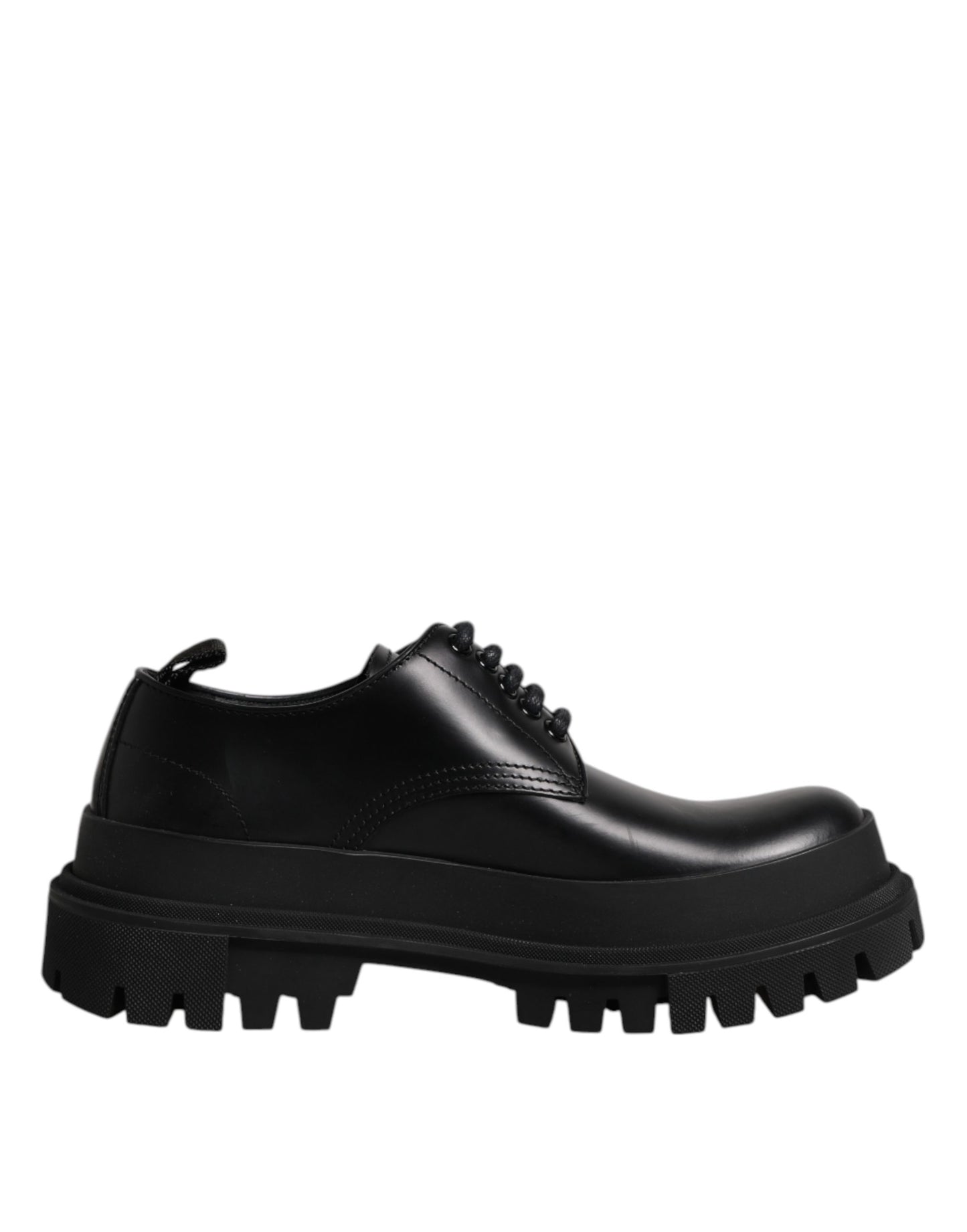 Black Leather Hi-Trekking Derby Shoes