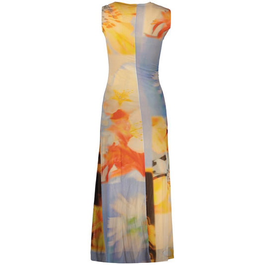 Blue Elastane Casual Dress