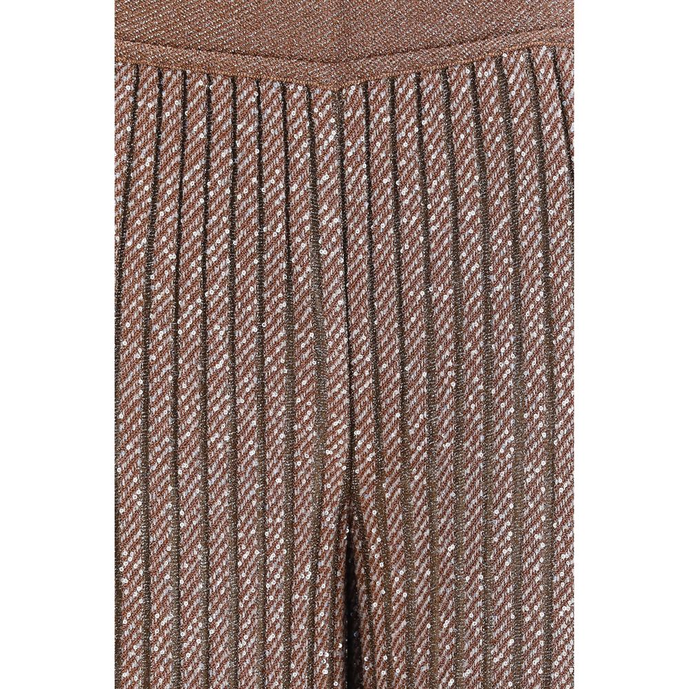 Brown Viscose Casual Pants