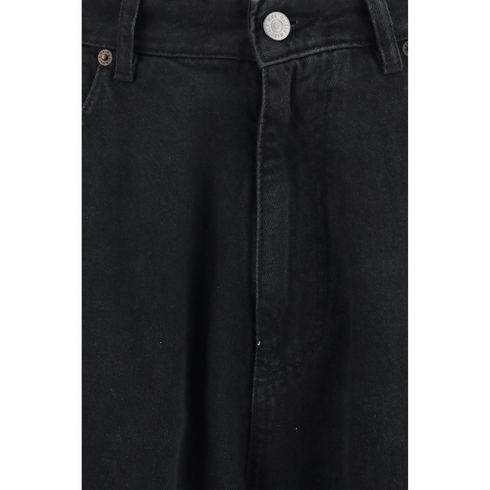 Black Cotton Straight-Leg Jeans