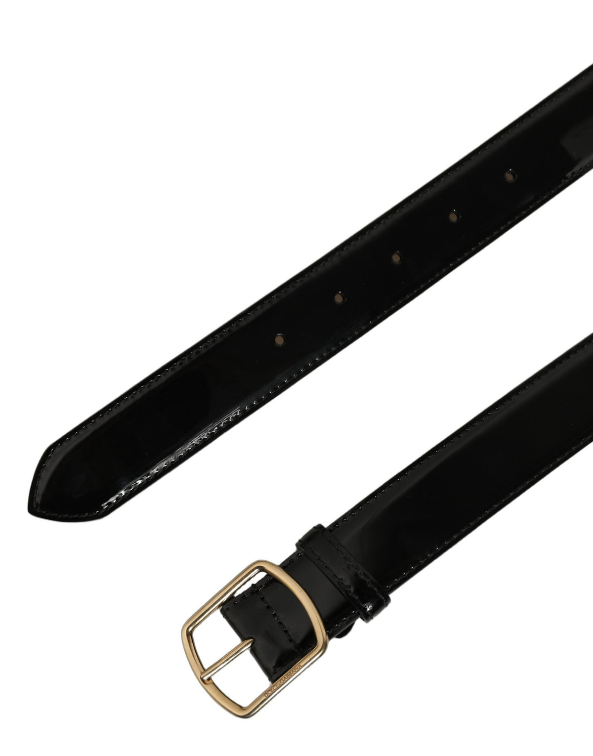 Black Patent Leather Gold Metal Buckle Belt