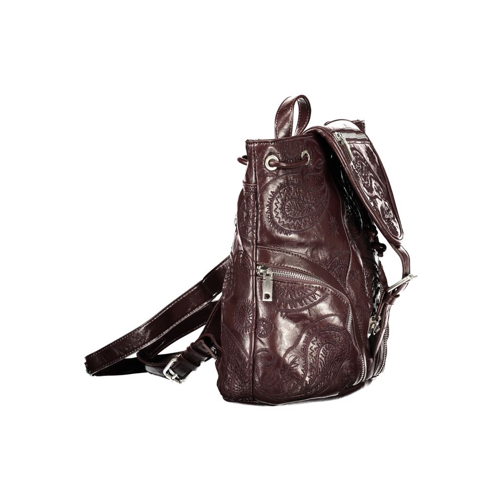Brown Polyurethane Women's Backpack