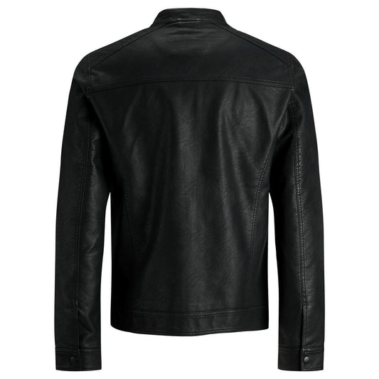 Black Polyamide Leather Jacket