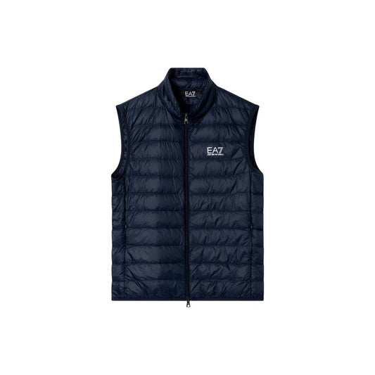Blue Polyamide Sleeveless Jacket