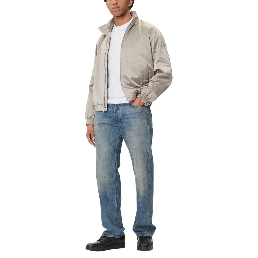 Beige Recycled Polyester Full-Length Jacket