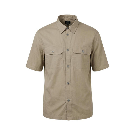 Beige Cotton Shortsleeve Shirt