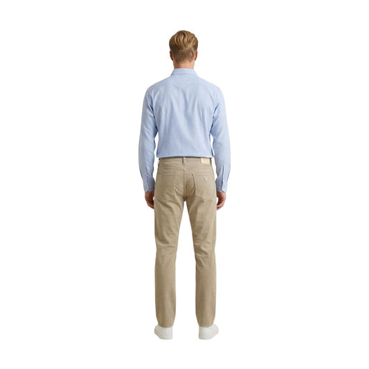 Beige Cotton Skinny Pants
