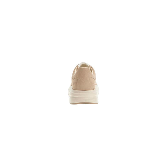 Beige Suede Leather Low Top Sneakers