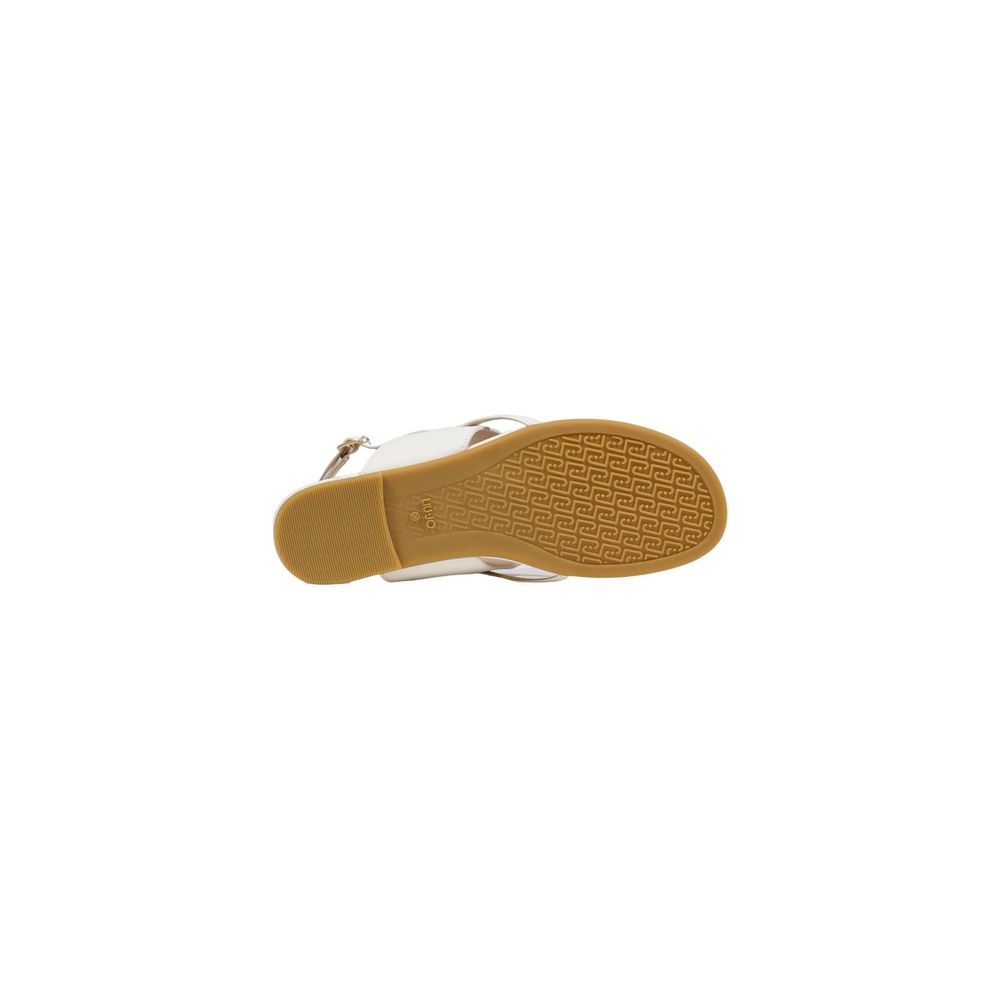 Beige Leather Flat Sandals