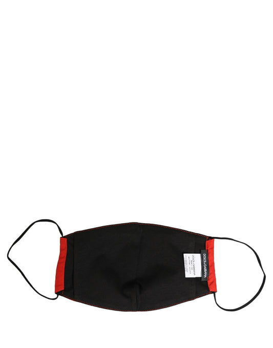 Men Black Carretto Print Elastic Ear Strap Face Mask