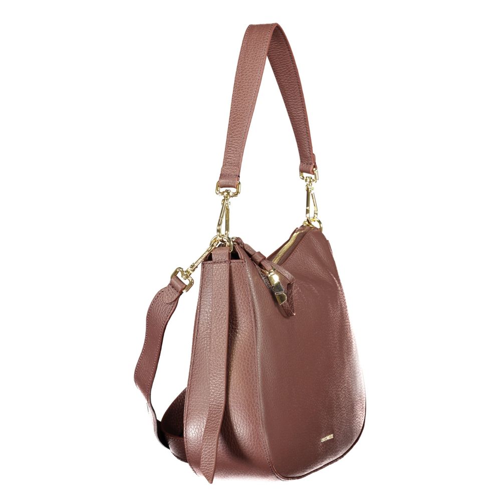 Brown Leather Women's Bag with Removable Strap and Internal Pocket