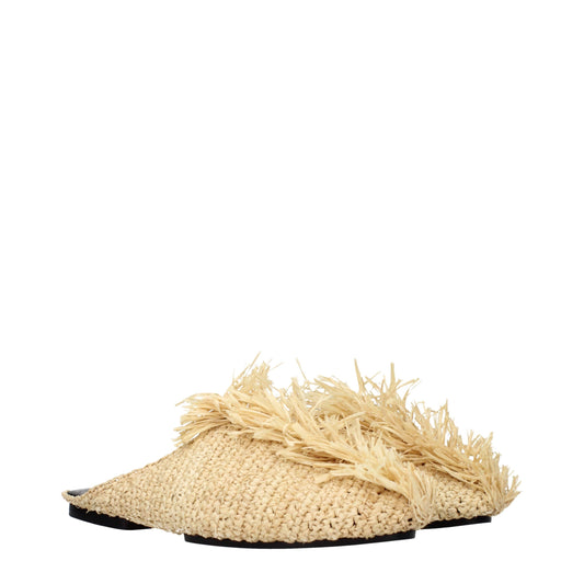 Beige Raffia Slippers