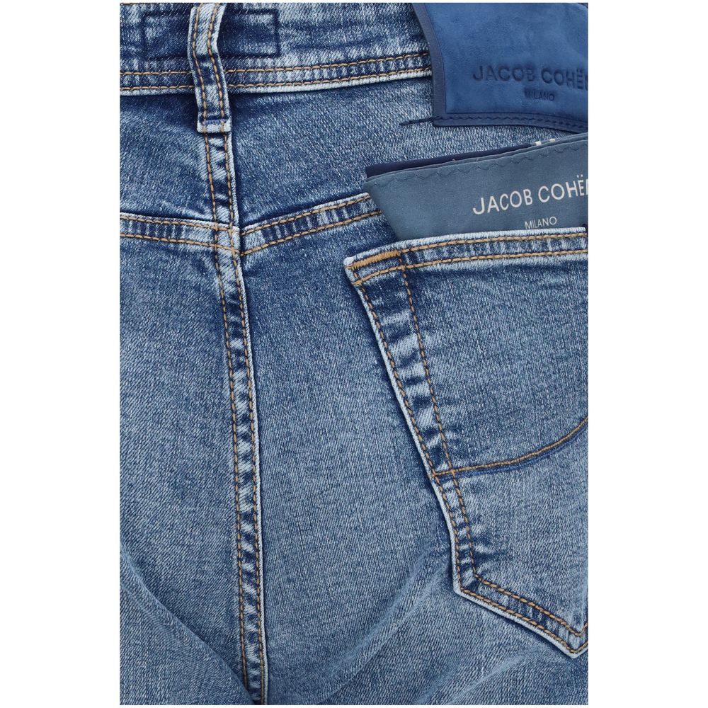 Blue Cotton Tapered Jeans