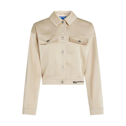 Beige Polyester Full-Length Jacket
